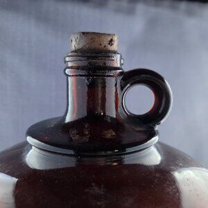 Vintage Amber Glass Jug with Cork & Grape Vine Detailing | Made in Canada